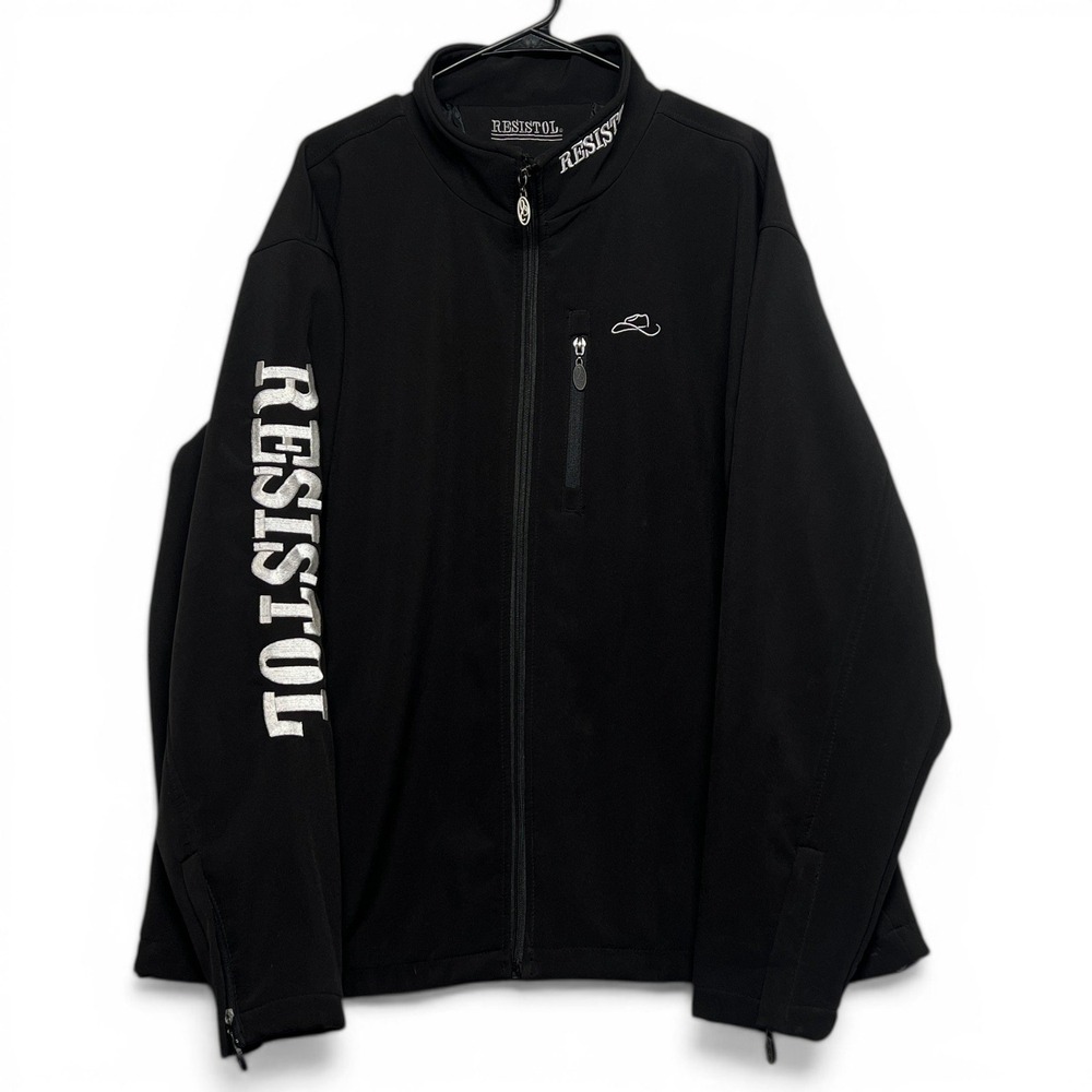 Resistol Softshell Jacket Mens XXL Black Good Western Embroidered Logo Full Zip